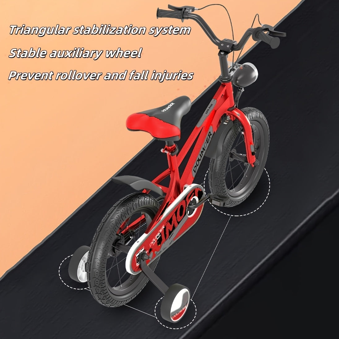 Children's Mountain Bike Scooter with Training Wheels, Ideal Gift for Christmas, Thanksgiving, Halloween