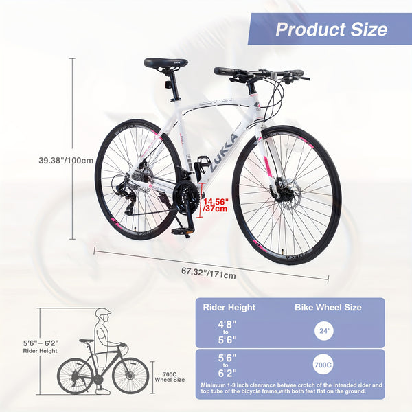 700C Road Bike, 3 X 8\u002F24 Speeds Bicycle, Flat Handle Bar, Aluminium Alloy Frame, Disc Brake, Racing Bicycle