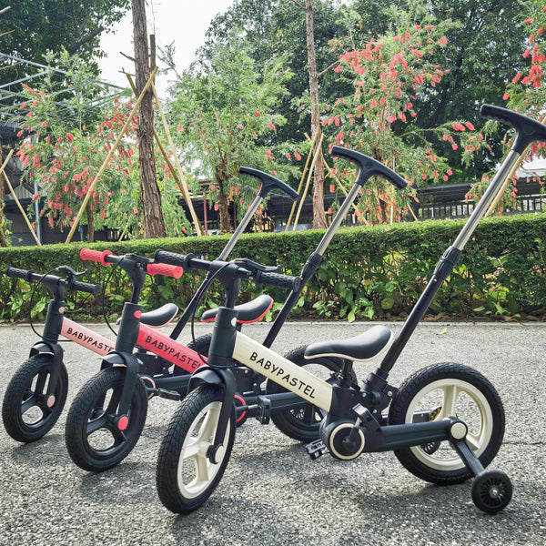 Pink 6-in-1 Balance Bike for Kids - Carbon Fiber Wheels, No Brakes Needed, Lightweight & Durable Design