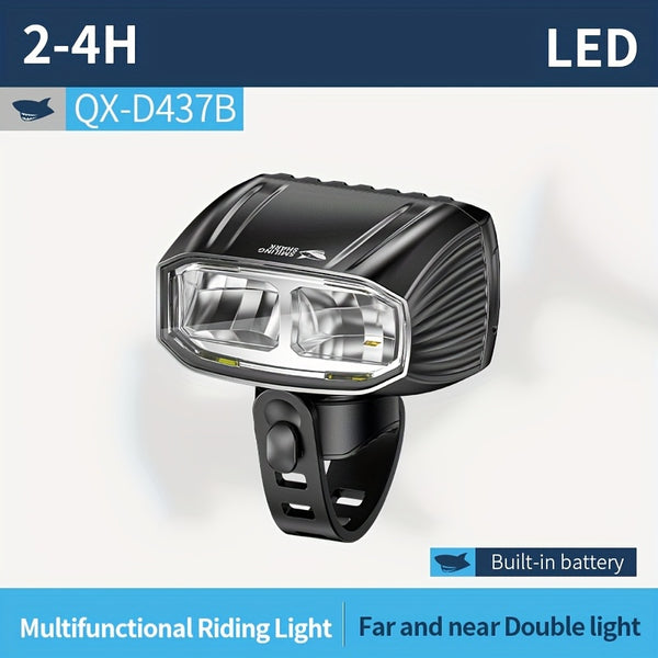 Smiling Shark Under-Mount Bike Light - Ultra-Bright LED Headlight, Rechargeable, 90° Adjustable Angle