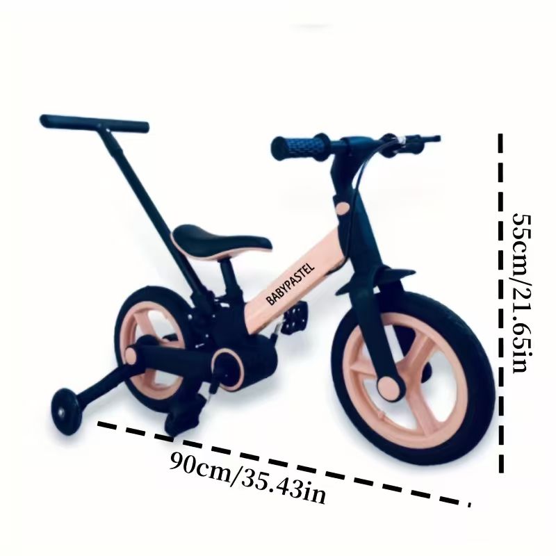 Pink 6-in-1 Balance Bike for Kids - Carbon Fiber Wheels, No Brakes Needed, Lightweight & Durable Design